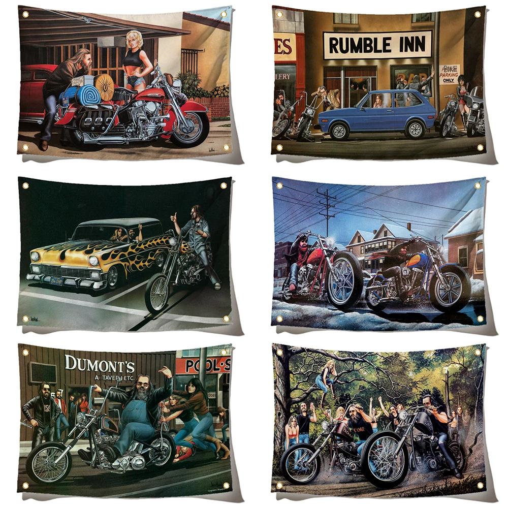 90x150cm D-David Mann Art Flag Motorcycle Tapestry For Living Room Home Dorm Decor Art Home Decor Concert Banner Indoor Outdoor