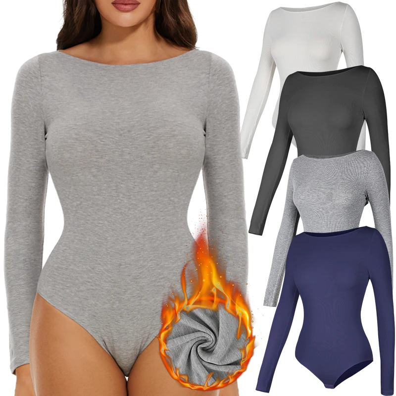 Women's Thermal Underwear Tops Sexy One-shoulder Long Sleeve Bodysuits Soft Keep Warm Bottoming Shirt Compression Undershirts