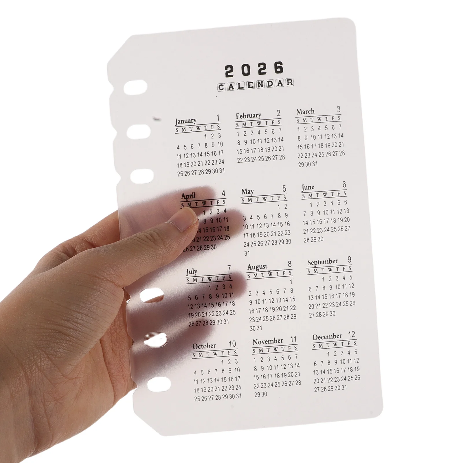 

4Pcs Frosted Calendar Dividers 2026 Transparent Plastic Binder Dividers 6-Hole A6 Refillable Inserts for Date Organization