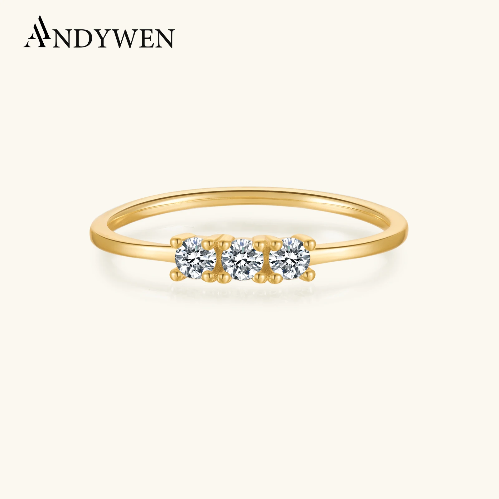 

ANDYWEN 925 пробы Серебряное и Золотое кольцо с прозрачным рисунком три циркониевых кольца вечерние 2023 Кристалл принадлежит коллекции изысканных ювелирных изделий