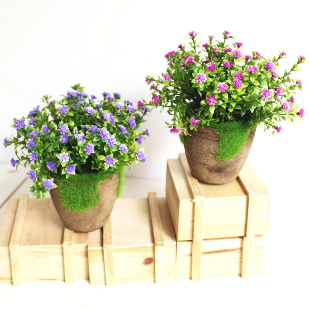 

Artificial Plants Simulated Purple Decorative Bonsai Plastic Flower Small Indoor Decoration Relieve Eye Fatigue Artificial