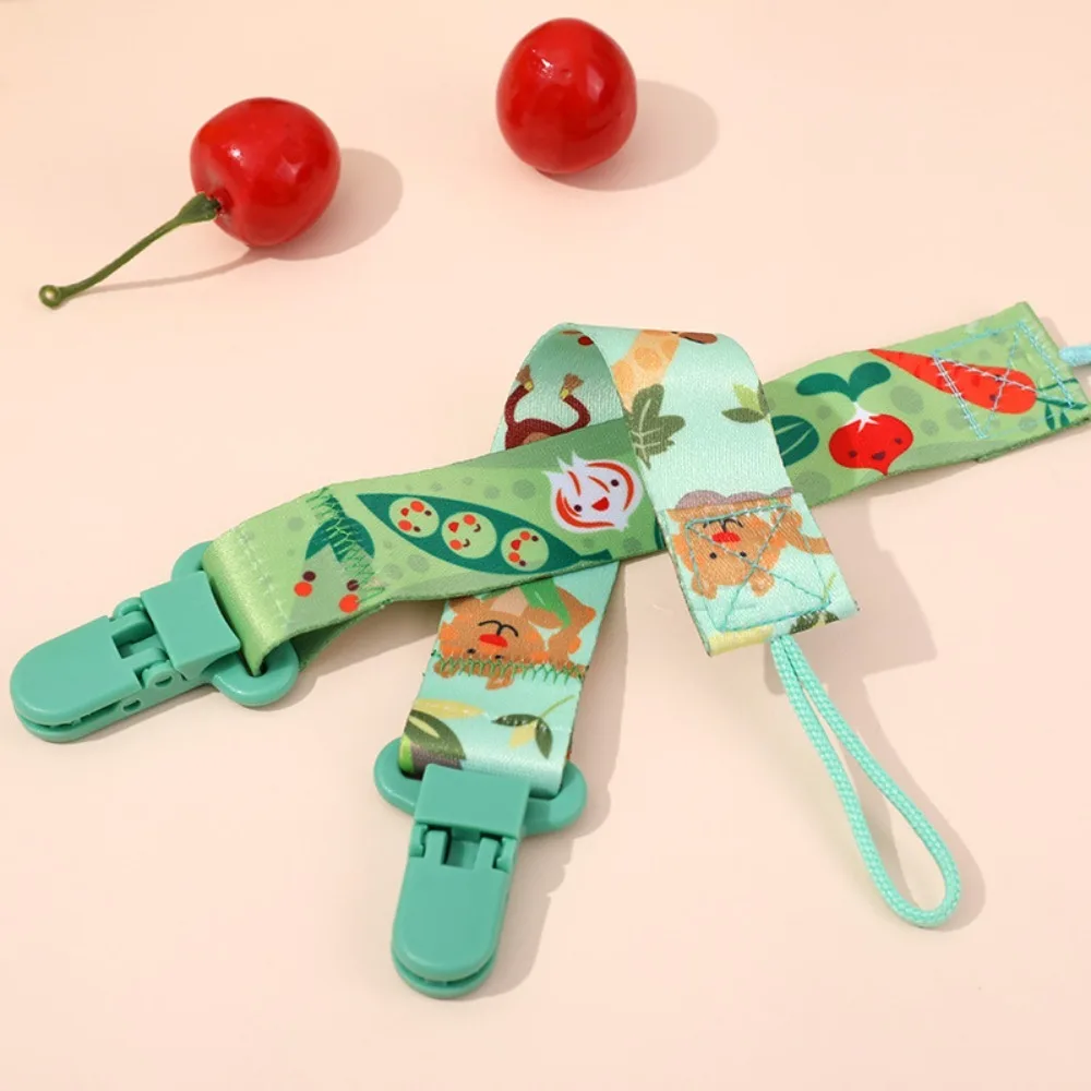 Anti-drop Buckle Strap Baby Pacifier Clips Cute Cartoon Ribbon Dummy Clip Fixed Button Adjustable Pacifier Chain