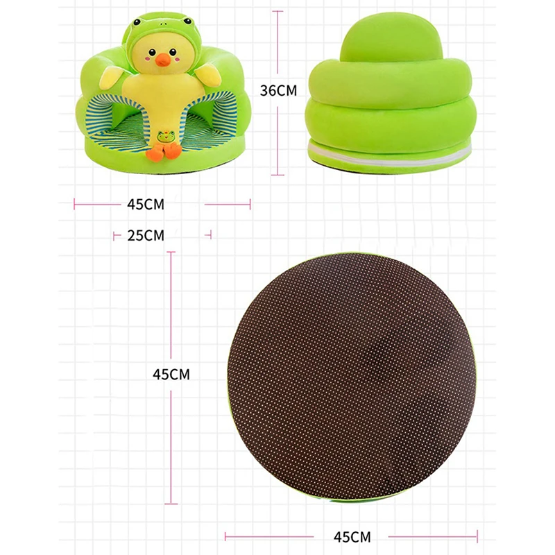 1PC Baby Learning Sitting Seat Sofa Cover Cartoon Case Plush Support Chair Toys(Sitting Chair Cover!!)