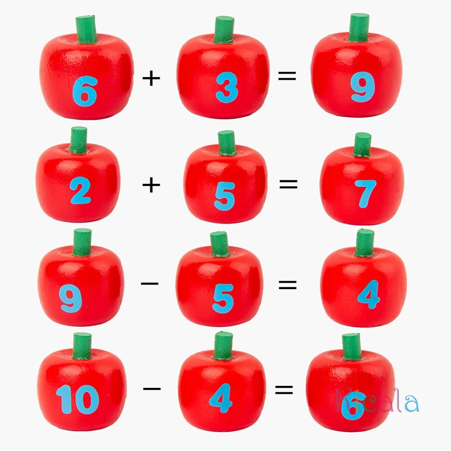 Bambino Montessori Digitale Apple Tree Educazione Giocattoli di legno I bambini imparano Perline con clip digitali Allenamento delle abilità Gioco di matematica precoce