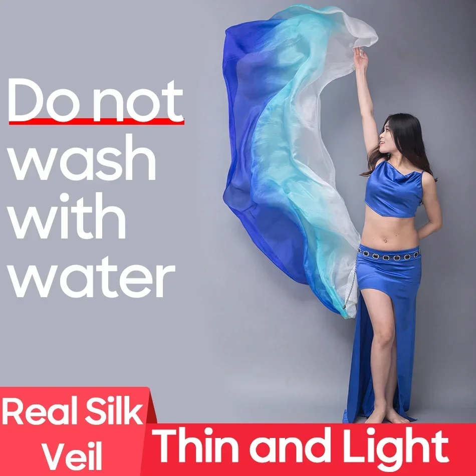 ที่กําหนดเองผ้าไหมธรรมชาติสําหรับ Belly Dance อุปกรณ์เสริมยอดนิยมมือย้อมผ้าคลุมไหล่สีไล่โทนสีผ้าไหมแท้ 100% ผ้าคลุมหน้า