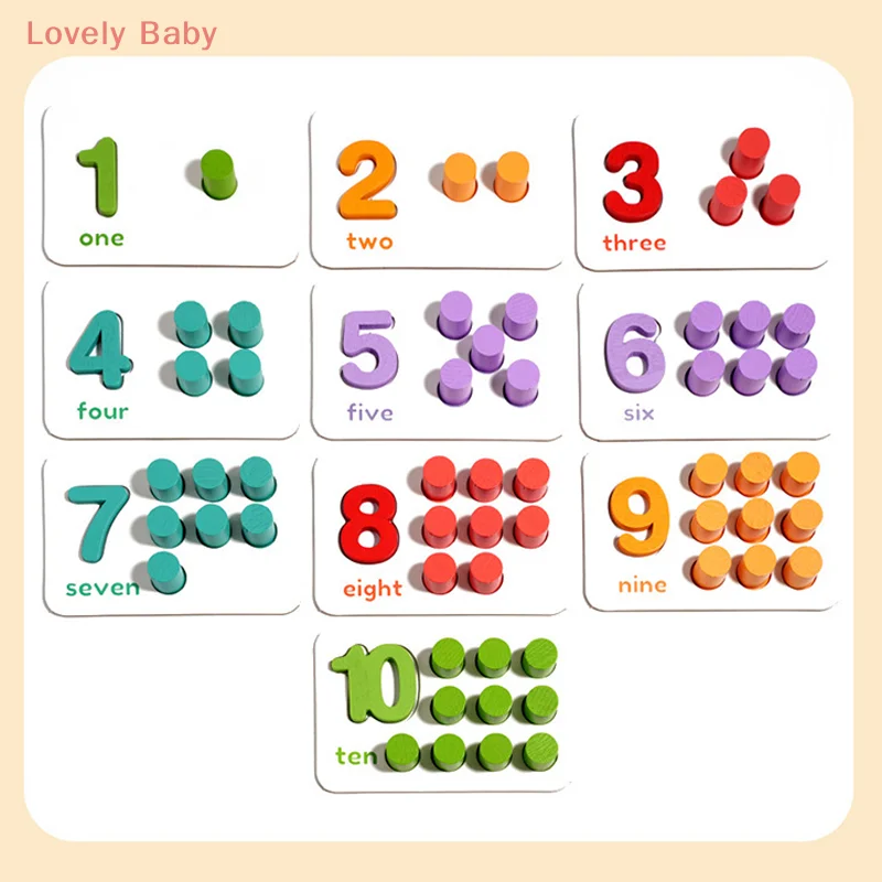 【BBS】ชุดของเล่นคณิตศาสตร์แบบมอนเตสซอรี่, ของเล่นไม้มอนเตสซอรี่สำหรับเด็กวัย 2 3 4 5 6 ปี, เกมจับคู่ตัวเลขเพื่อเสริมสร้างการเรียนรู้