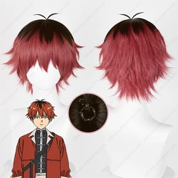 Anime Stark Cosplay Wig 30cm Orange Red Mixed Black Brown Short Wigs Heat Resistant Synthetic Hair
