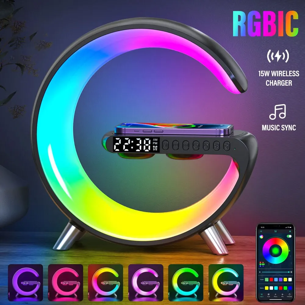 Smart Bluetooth Speaker Projection Lamp Wireless Charging Bedside Night Light LED Smart Atmosphere Pickup Lamp RGB Gaming Lamp