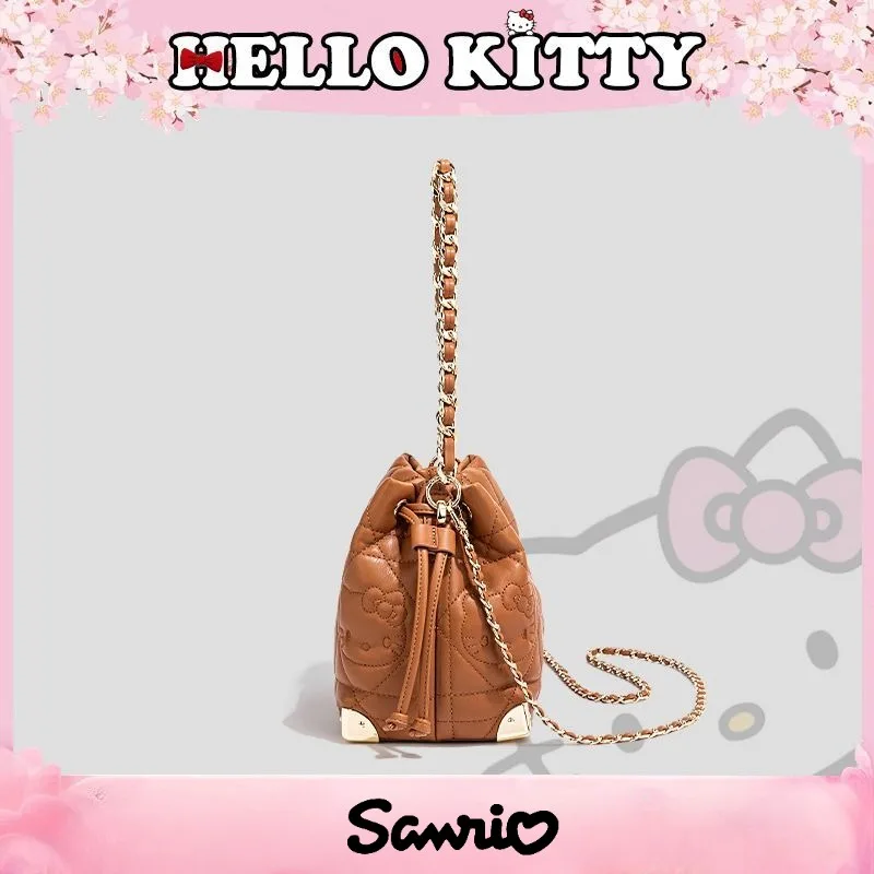 Borsa a secchiello con catena a tracolla Sanrio Hello Kitty Cartoon Anime Print Accessori Borsa a tracolla moda donna Kawaii Sweet Ins