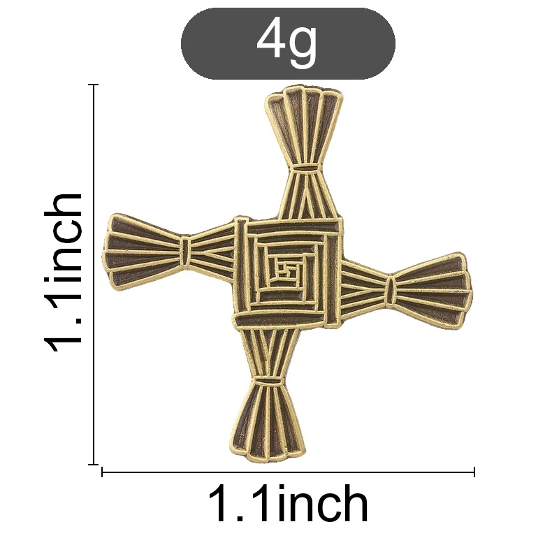 Celtic St Brigid Cross Badge Irish Wheat Straw Cross Enamel Pins Religious Metal Brooch Punk Accessories Bag Decor