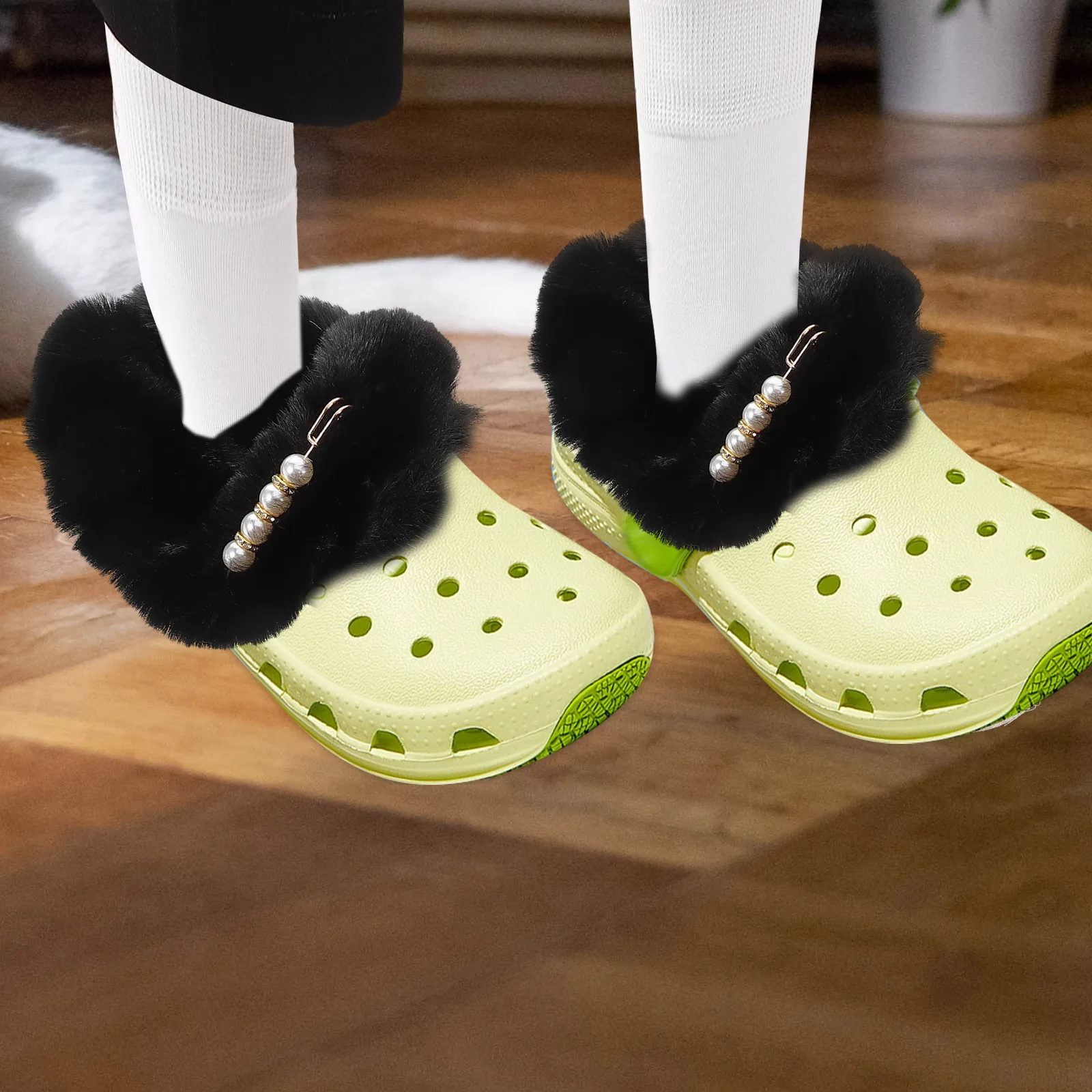 

1pcs Shoe Cozy Slippers Insert Detachable Hole Inserts Warm Liners For Clogs Slippers Removable Wool Winter Inserts 42-43