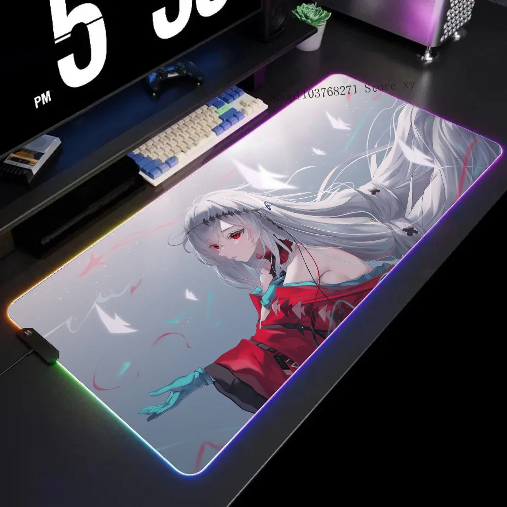 

Skadi Arknights Anime Girl Mousepad XXL RGB Gaming Mouse Pads HD Black Gamer Accessories Large LED