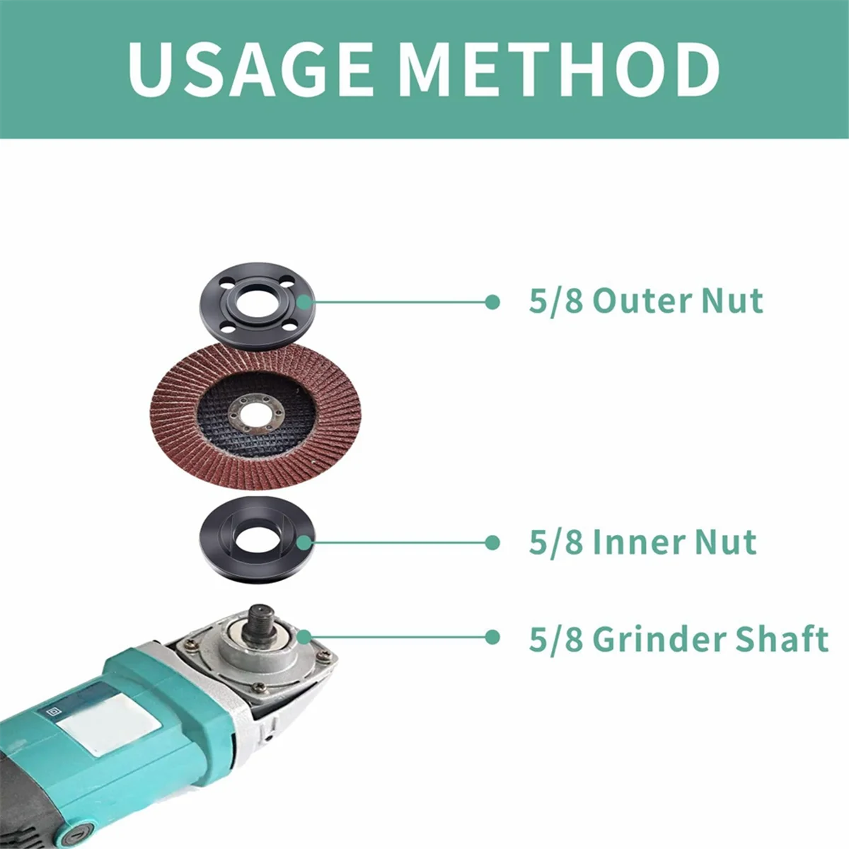 angle grinder 9Pcs Angle Grinder Flange Nut Angle Grinder Wrench Kit 5/8-11 Flange Metal Lock Nut for Grinder Parts