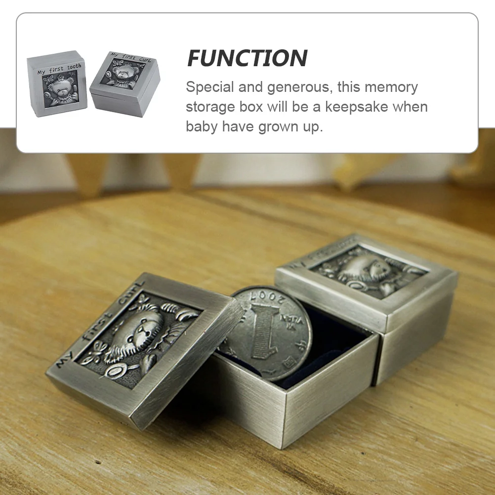 

Baby Tooth Box Keepsake Organizer Fetal Hair Storage Growth Memory Case Engraved Metal Trinket Box Commemorative Gift