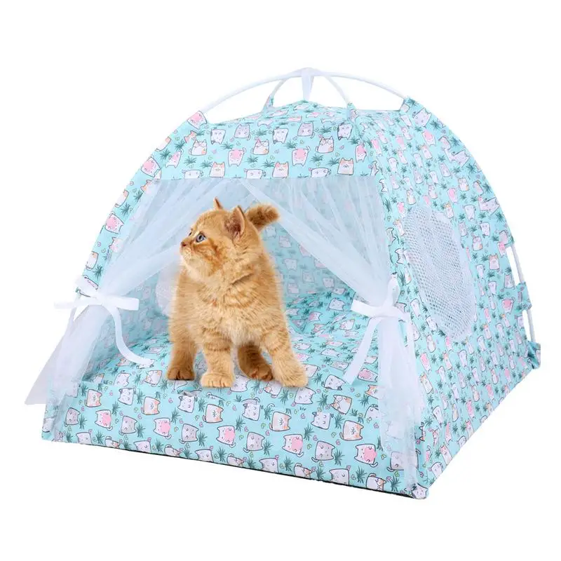 

Cat Tent Bed Cat Cave Pet Play Tent Pet Sun Shelter Semi-Enclosed Floral Pet Cave Nest Foldable Dog Tent Bed For Indoor And