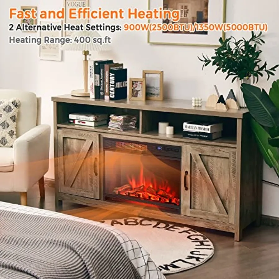 25 Inch Recessed Electric Fireplace Insert with Adjustable Brightness Remote Control 6H Timer Overheating Protection 900W/1350W