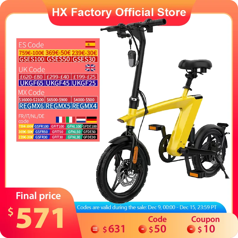 HX H1 Ebikes 400W Adults Electric Bike Bicycle 36V 10AH 14Inch Off-Road Tire Folding Electric E Bikes Mountain Mini Ebike