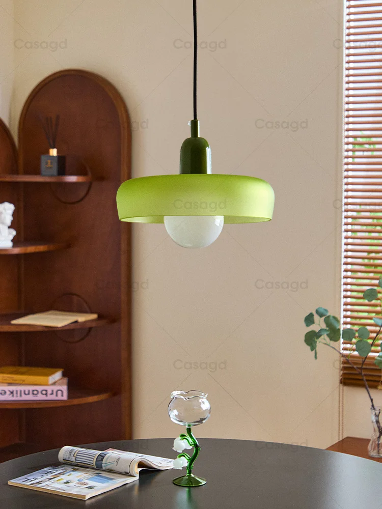 خمر ممفيس السرير قلادة ضوء مطعم الإبداعية كريم نمط مصمم ضوء الزجاج الأخضر #3