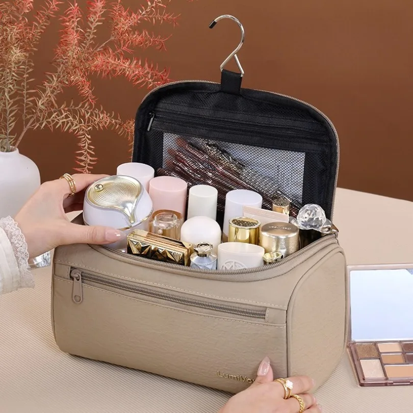 Hanging Makeup Bag Mesh Storage Pocket Cosmetic bag Organizer Portable Toiletry Pouch Large Capacity for Ladies Overnight Trip