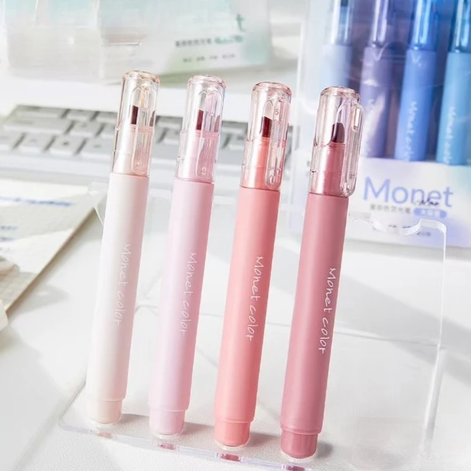 

4 - Pack Soft Touch Fluorescent Gel Pens - Morandi Pink Water - Based Ink Quick - Dry Tip for Office School Highlighting Writing