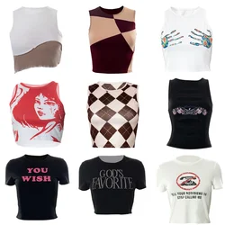 Women's Short Sleeve Crop Top, Y2K Clothes, Star Tops, Harajuku, Retro, Gothic, Aesthetics, Short Navel, Fashion