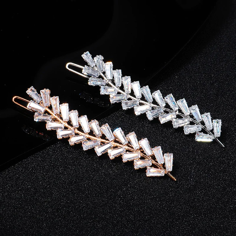 Zirkon Haarnadeln Frauen Kristall Haarschmuck Mode Haars pangen Haar bekleidung Hochzeit Haars pangen Schmuck Zubehör – Detail 10