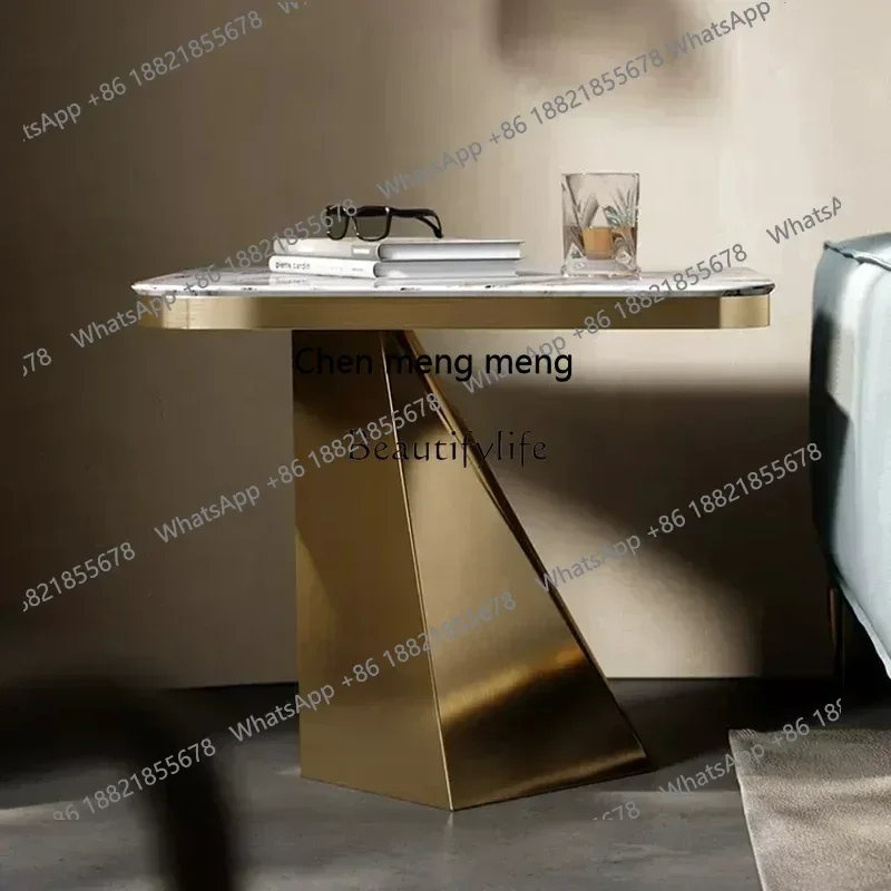 

New arrive Light luxury villa Italian sofa rock slab square living room designer creative small apartment corner table
