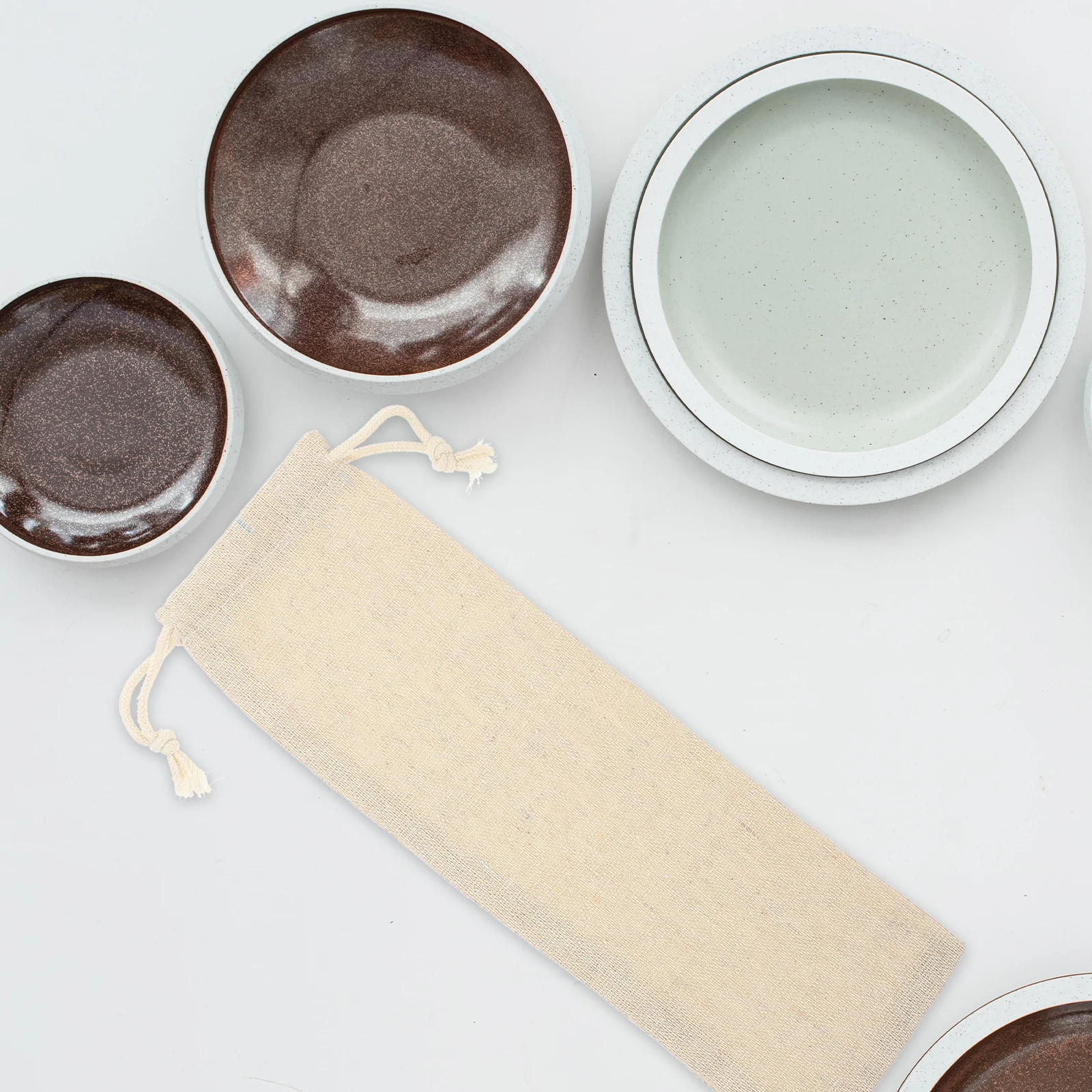 

10Pcs Portable Cutlery Storage Bags Drawstring Chopsticks Pouch Cotton Tableware Holder for Camping Travel Bbq