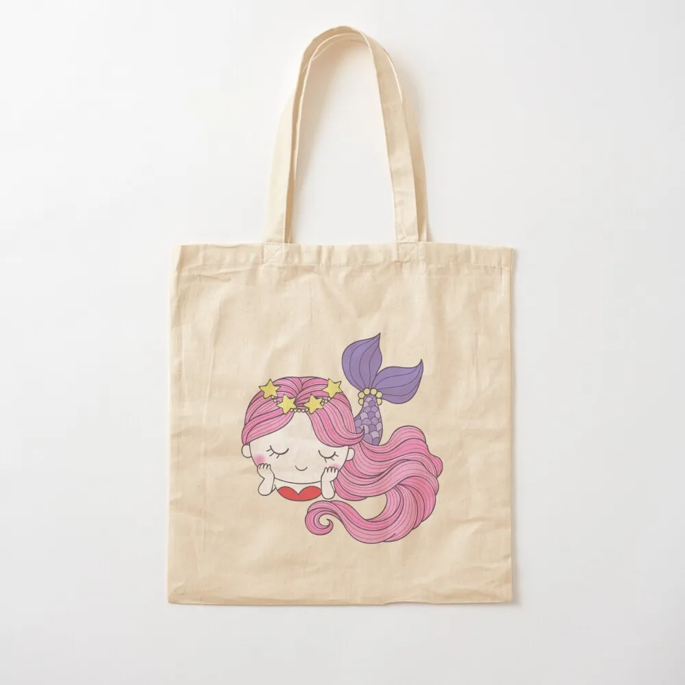 Pretty Purple Mermaid Tote Bag Beach bag tote bags men Canvas Tote Bag