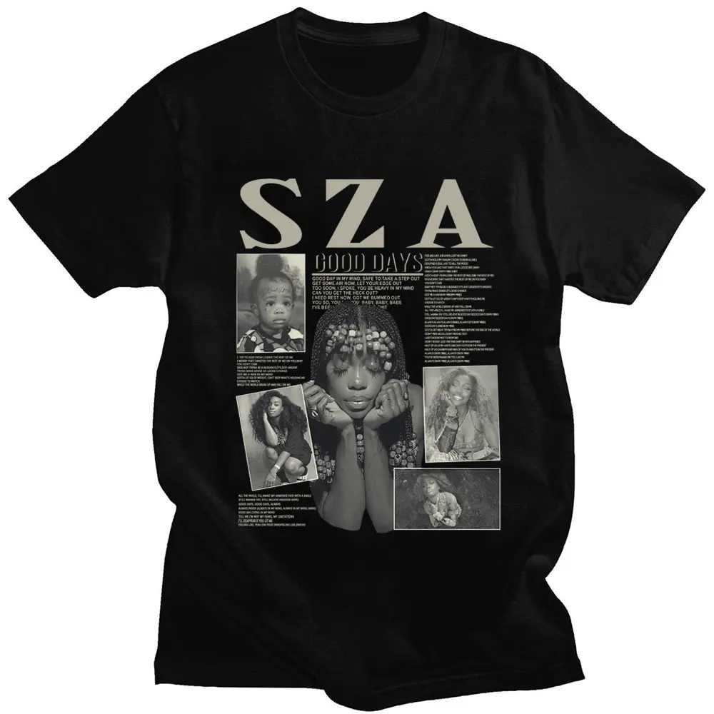 

Sza SOS Vintage T Shirt Men Women Good Days Harajuku Graphic Oversized T-shirts Hip Hop Fashion Cotton Casual T-shirt Streetwear