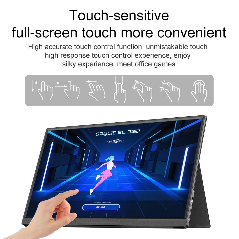 16inch Mobile Portable Monitor Touchscreen IPS Second Game Screen Extended Display for Laptop with Bracket For xbox/raspberry Pi - Image 3