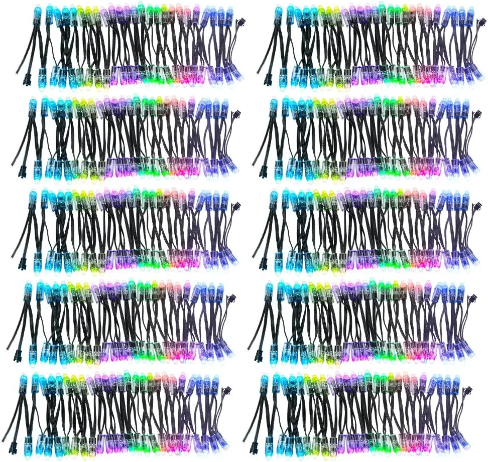 500-Piece DC 12V WS2811 12mm Diffused Digital RGB LED Pixel Lights, Individually Addressable Round LED Bullet Pixels, IP68 Waterproof for Billboards, House, Daily and Holiday Party Decorations