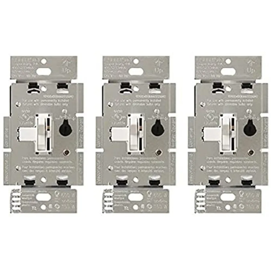 Toggler LED+ Dimmer Switch for Dimmable LED Halogen and Incandescent Bulbs 150 Watt Single-Pole or 3-Way TGCL-153P-WH-3