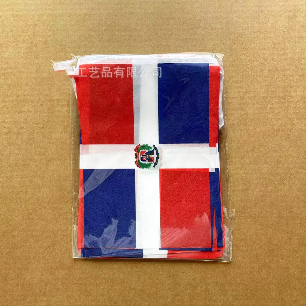 (SKY FLAG)Dominican Republic National Bunting Flags 14x21cm 20pcs/lot Dominican String Flags Pennant Banner for Decoration