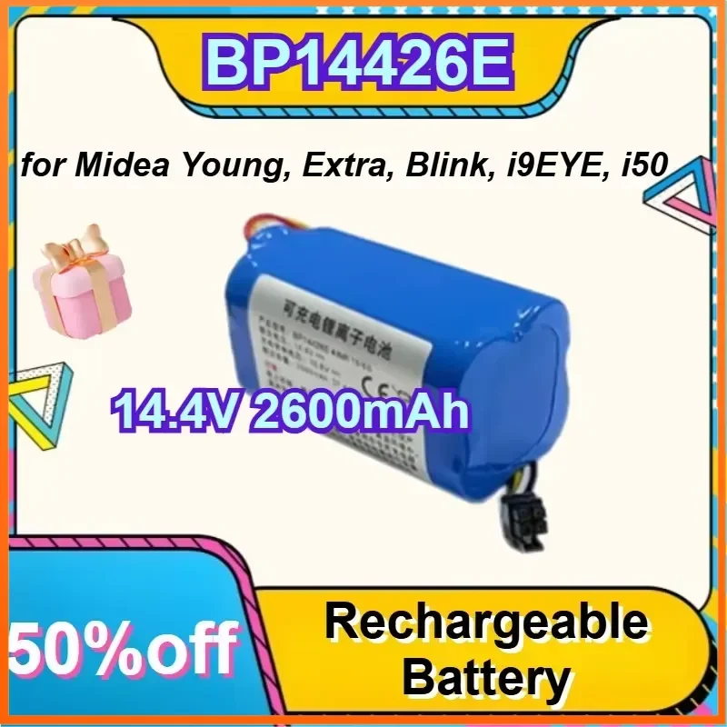 14.4V 2600mAh BP14426E Rechargeable Battery for Midea Young, Extra, Blink, i9EYE, i50 Robot Vacuum