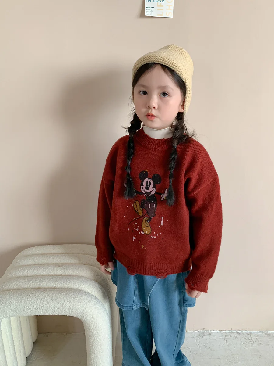 Weimu Children's Clothing Girls' Knitted Sweater 2024 Autumn New Collection Children's Korean Edition Casual Top Baby Clothes