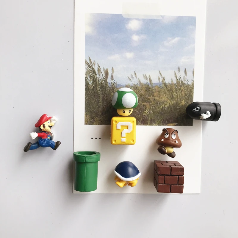 Fun Cute Fridge Magnets Set 3D Super Ma Bros Refrigerator Action Figures School Office Whiteboard Magnets DIY Home Room Decor