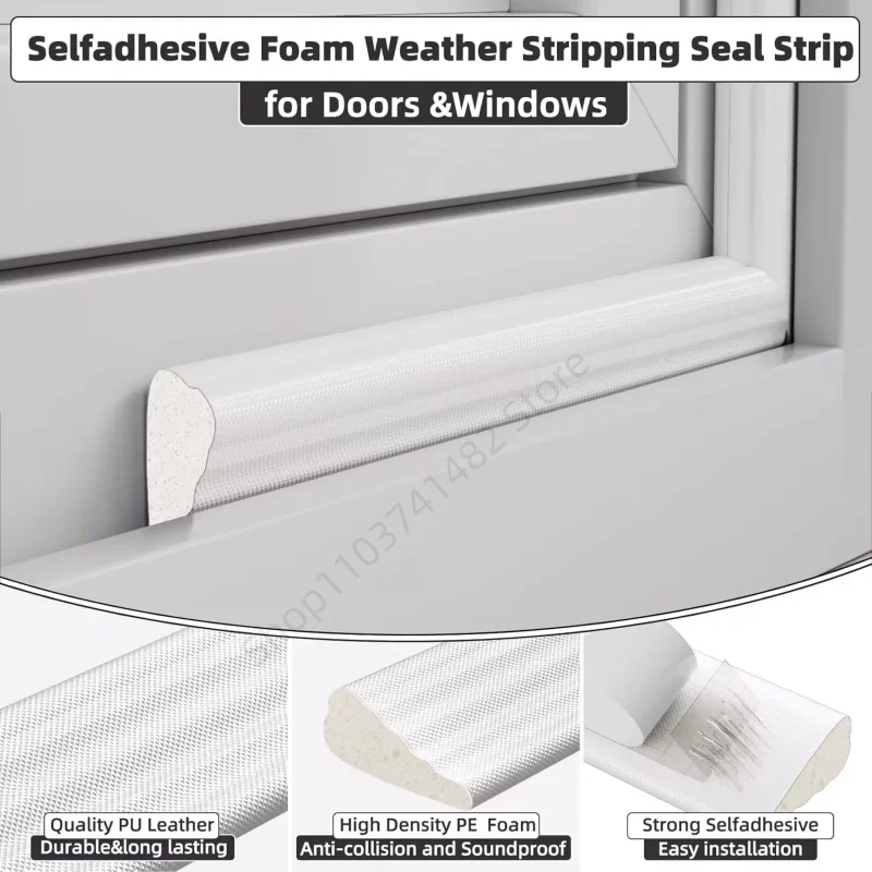 5M New Wedge Weather Stripping Acoustic Insulation Foam Door Windows Windproof Soundproof Cotton Seal Strip Gap Filler