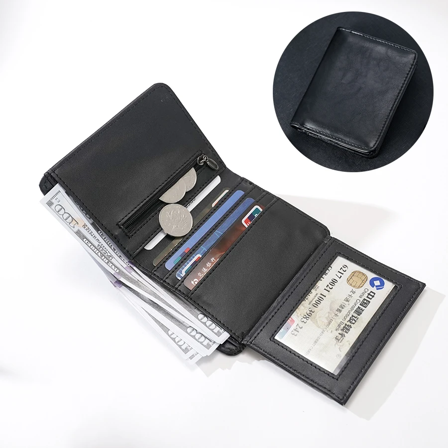 

men's wallet credit cardholder Retro PU leather multi-functional zipper coin wallet for men and women Money clip