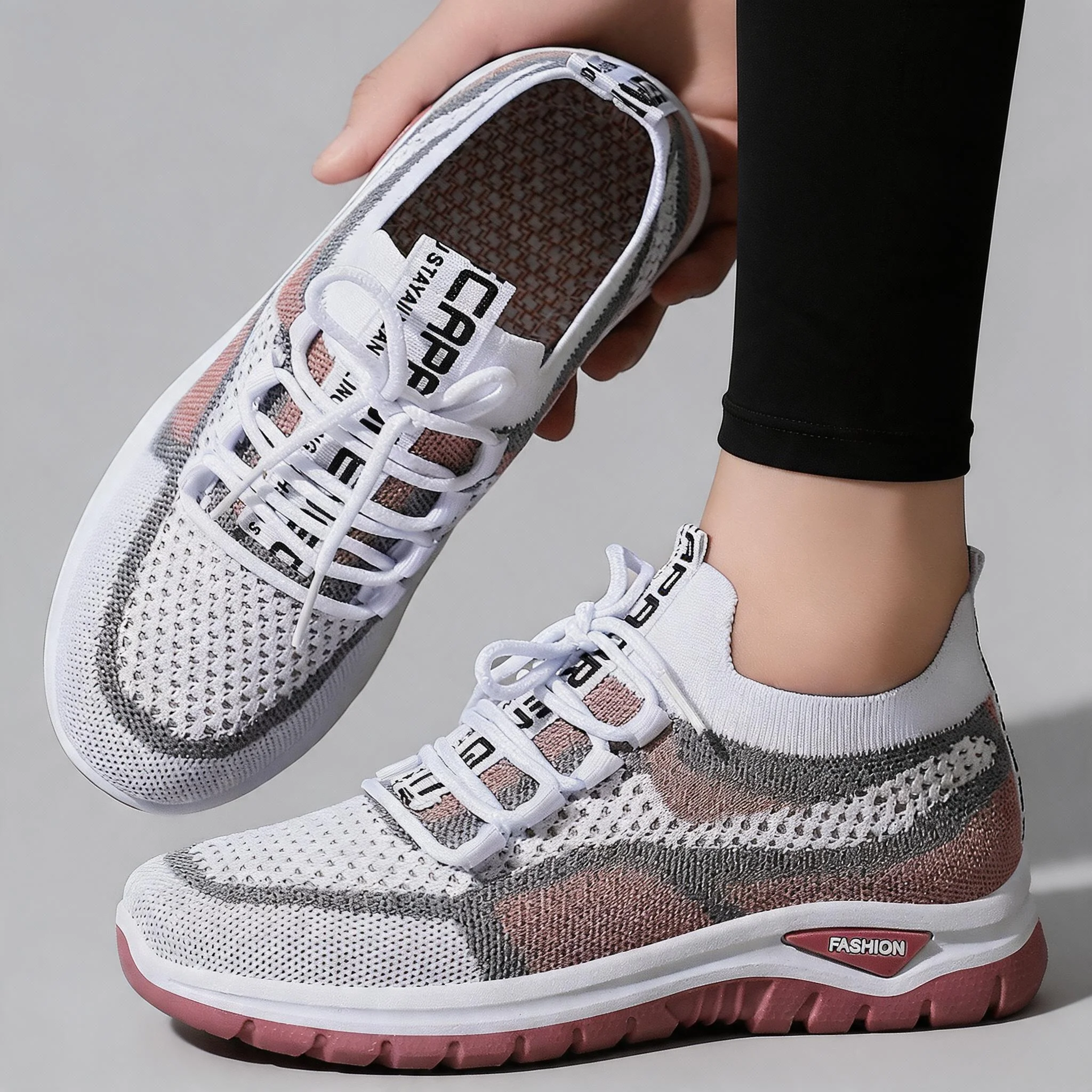 Women's Versatile New-Style Sneakers: Breathable Mesh Casual Shoes with Soft Soles and Laces for Running