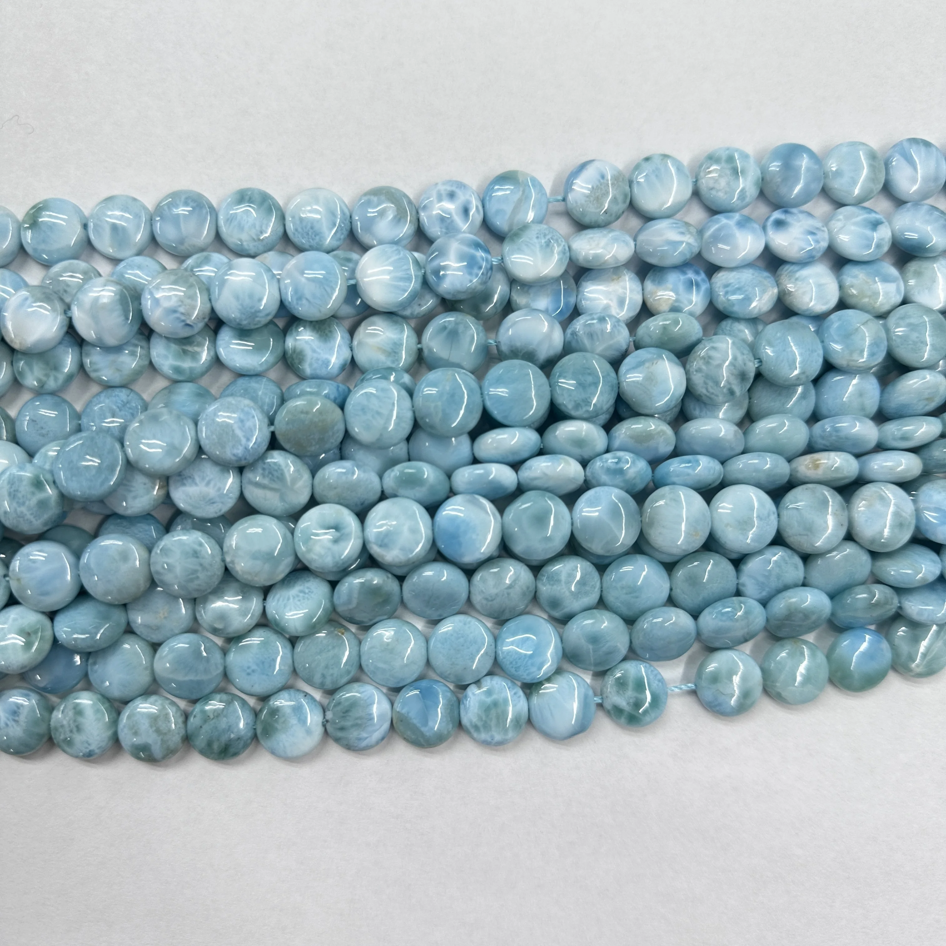 AAAA Natural 12mm Coin Dominica Larimar/Copper Pectolite Natural Stone DIY Loose Beads For Jewelry Making Strand 15\