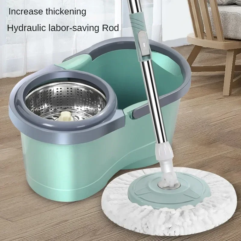 2024 New Cleaning Tools Rotary Mop Bucket Hand-Free Household Mop Single Bucket Mopping Artifact Automatic Dry