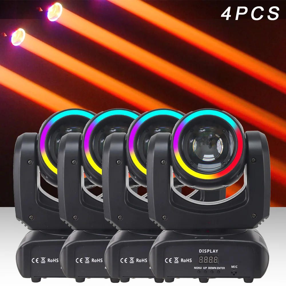 

4PCS/Lot 120W LED Beam 18Prism With RGB Strip Moving Head Stage Lighting Home Party Wedding Lamp For Dj Disco DMX Music Control