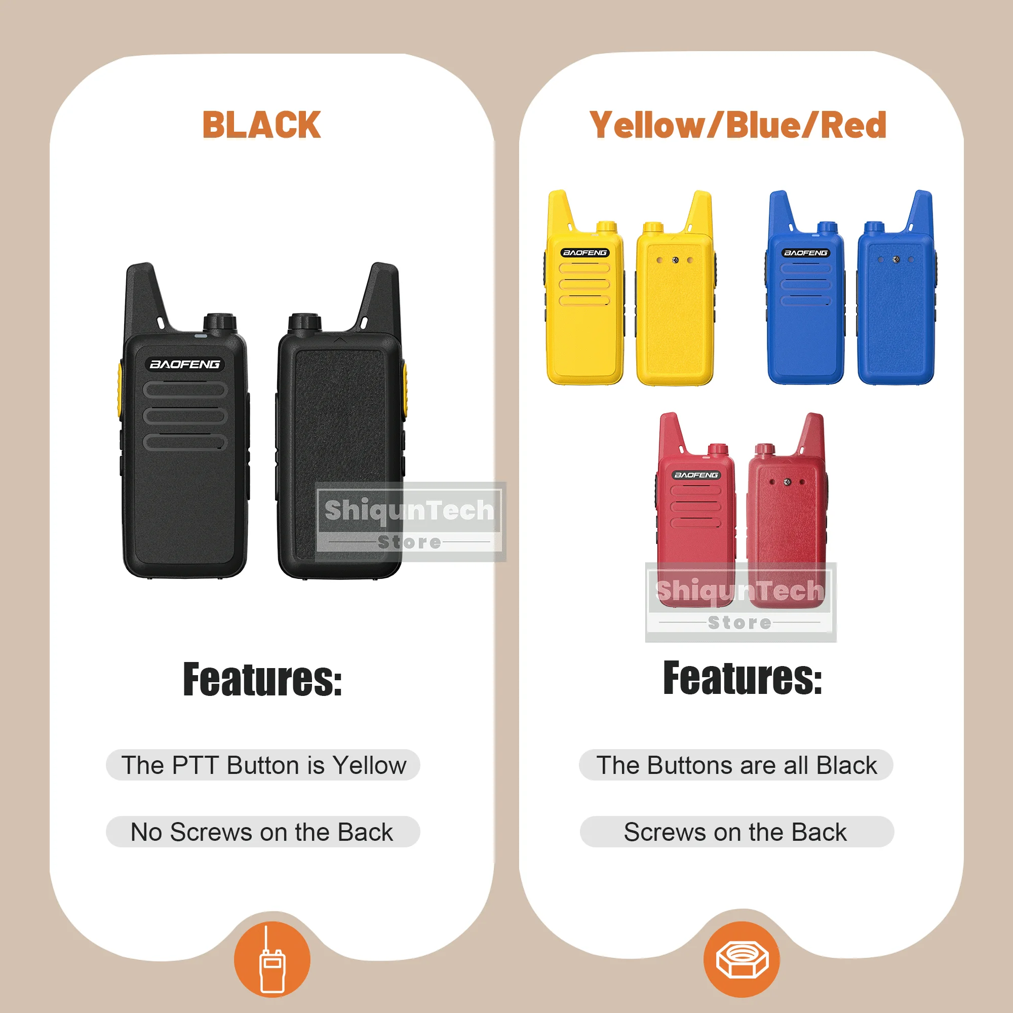 1/2PCS Baofeng BF-T20D Walkie Talkie Noise Reduction Type-C Charging UHF 5KM Upgrade Of BF-T20 Mini Two Way Radio Children Toys