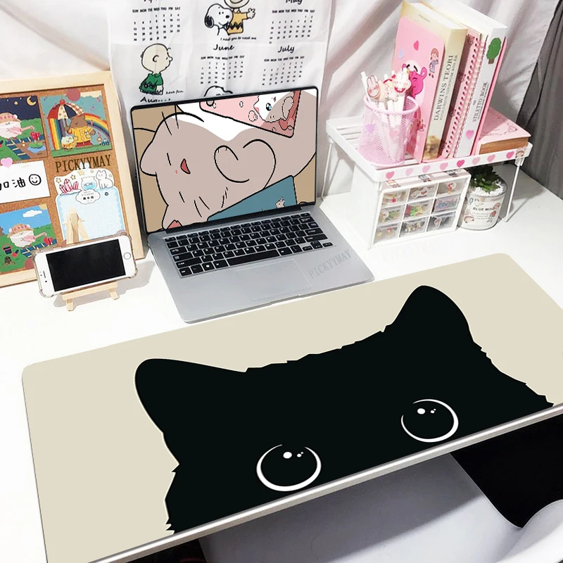 

Mouse Pad Ink Cat Large Lock Edge Gamer Mousepad Keyboard Mat XXXL Mouse Mats 50x100cm Rubber Desk Pad Custom Design Desk Rug