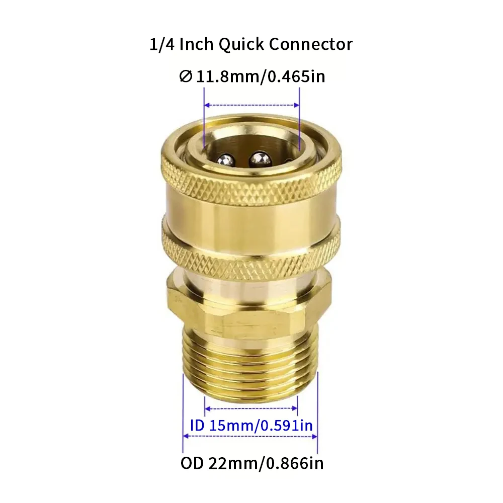1/4" Quick Connect M22-adapter voor hogedrukreiniger - Universele aansluiting voor waspistool en slang Autowasaccessoire