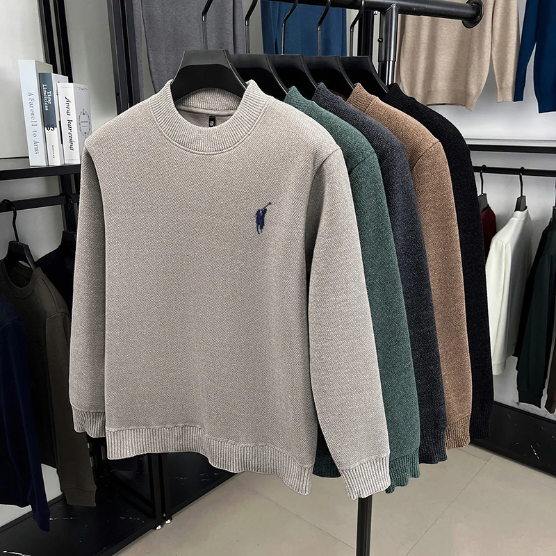 Jersey nuevo de diseñador de alta gama para hombre jersey de punto grueso y cálido de felpa de lujo con bordado Paul clásico de marca a la moda y cuello redondo para invierno