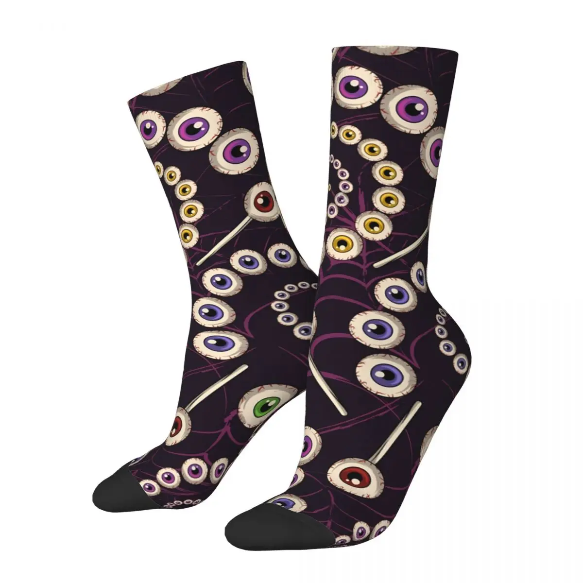 Eyeballs Distorted Spider Web Fractal Spiral Ornament Men's Socks Psychedelic Pattern Unisex Harajuku Printed Funny Crew Sock