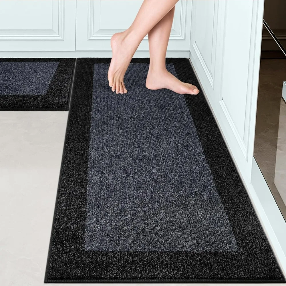 

Набор из 2 кухонных ковриков, которые можно стирать в машине, 24x36 и 24x60, нескользящие коврики, впитывающие входные коврики