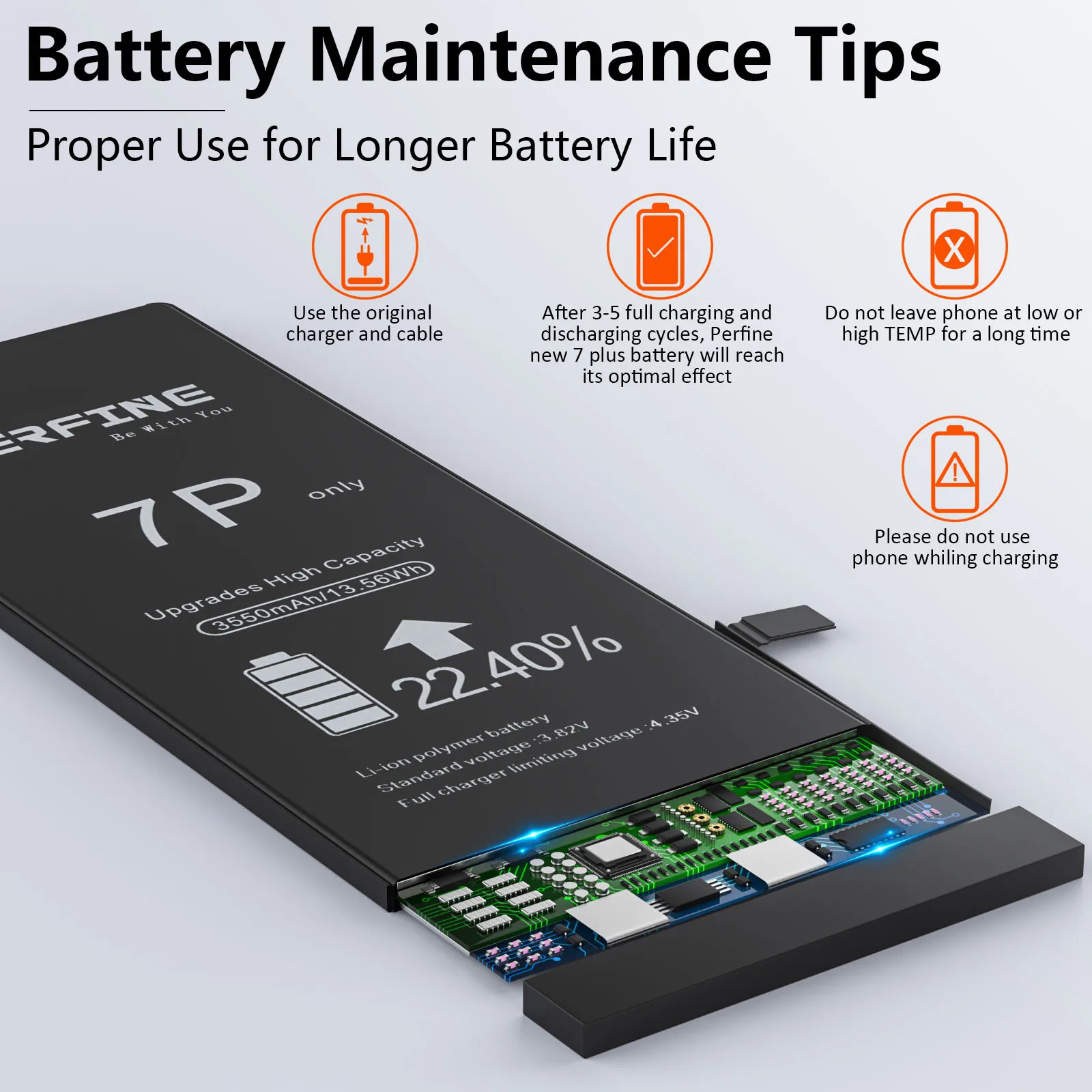 Perfine Battery for iphone 5SE 6S 7 8 Plus 11 SE 2020/2016 Replacement Battery with Repair Tool kit